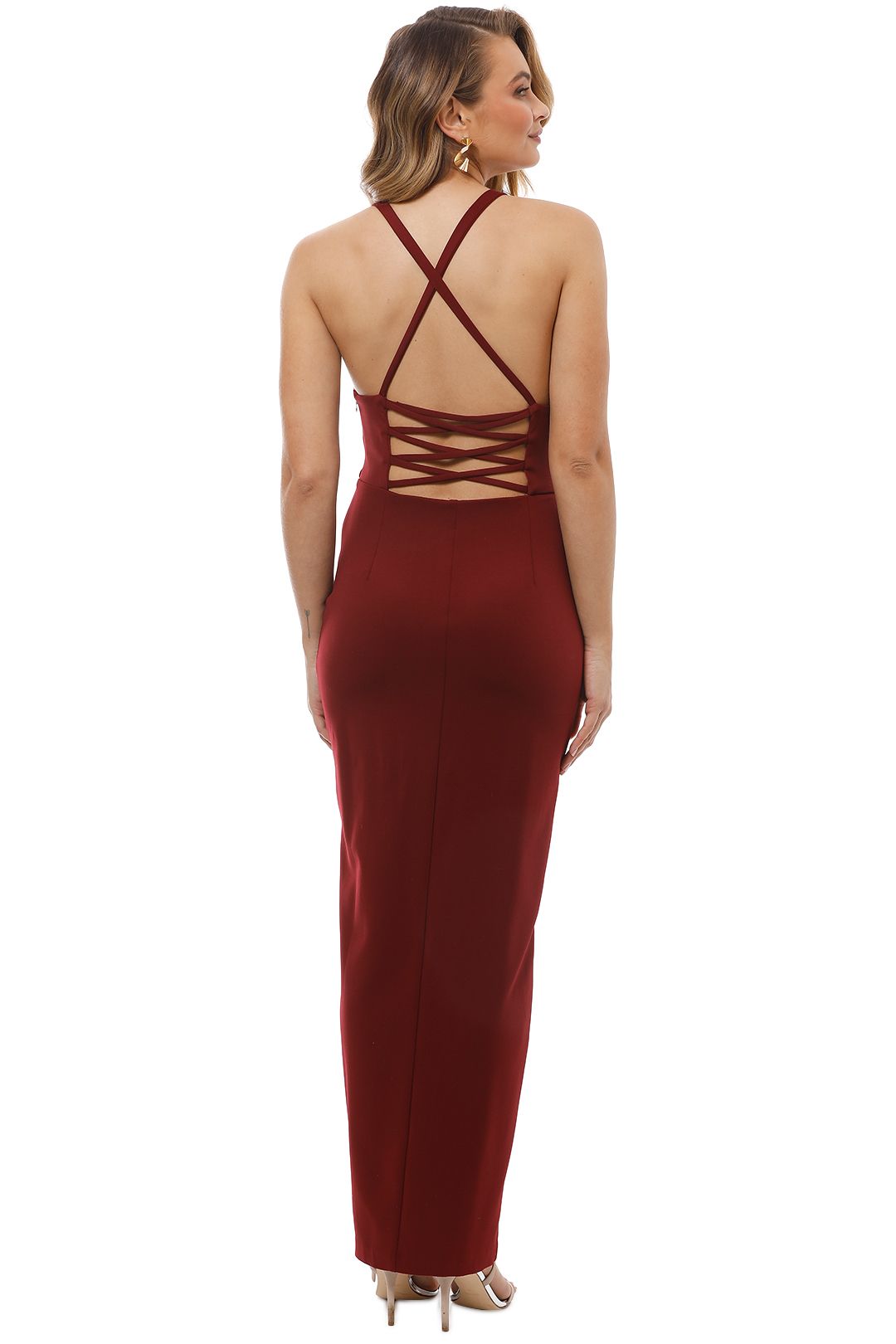 Grace and Hart - Gold Rush Neon Gown - Wine Red - Back