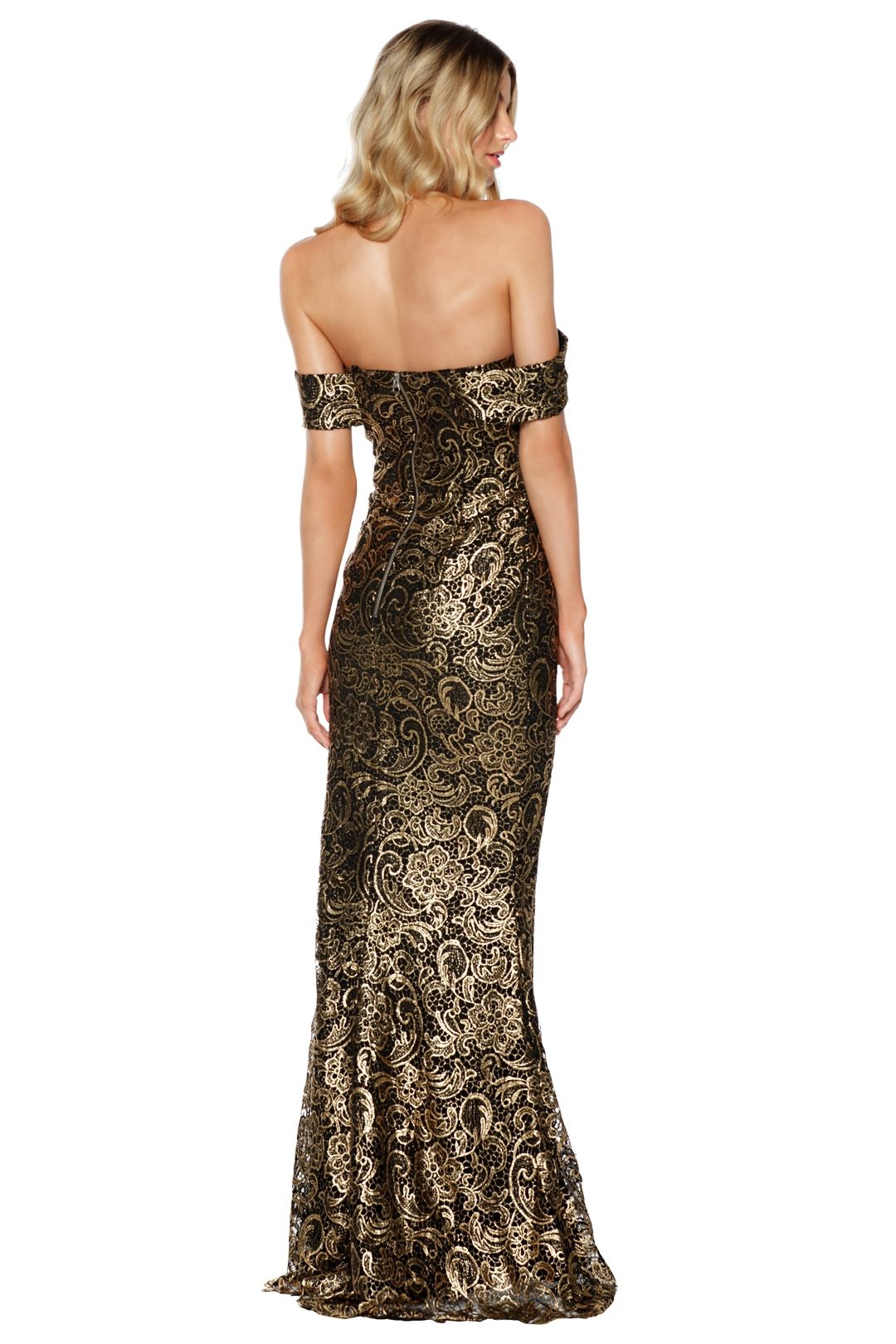 Grace and Hart - Gold Rush Off the Shoulder Gown - Gold - Back