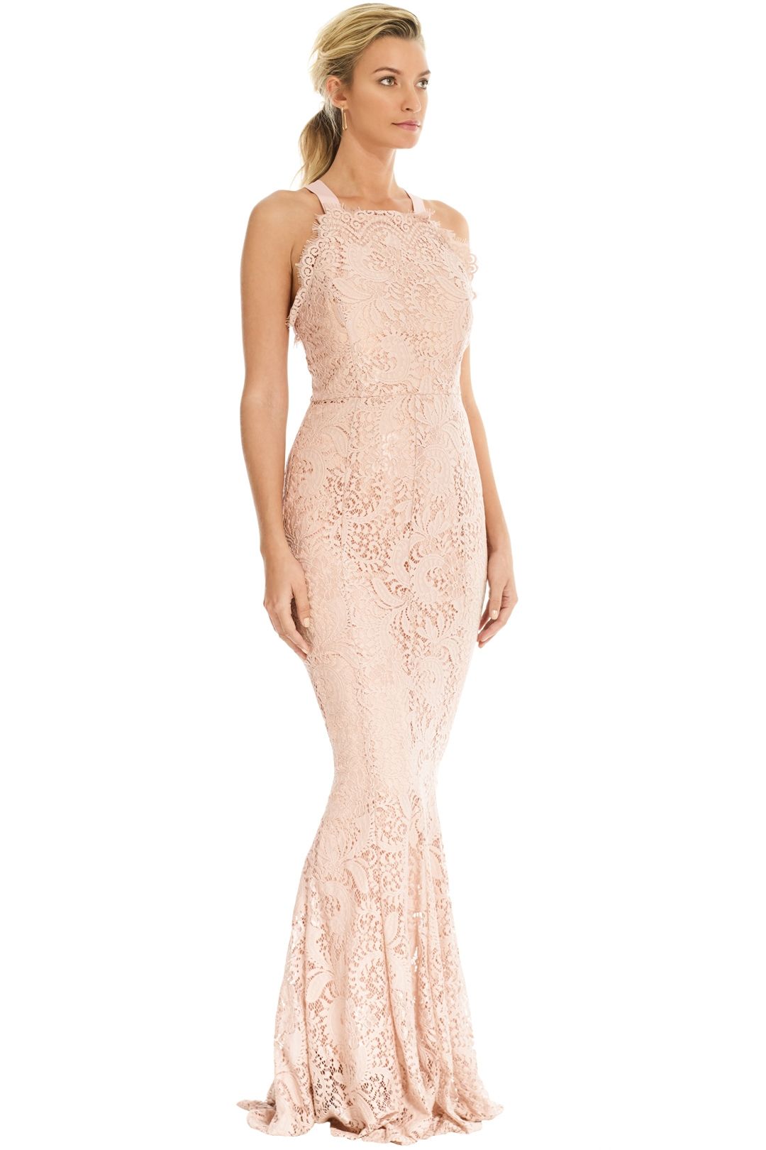 Grace and Hart - Mystic Lace Cross Back Gown - Blush - Side