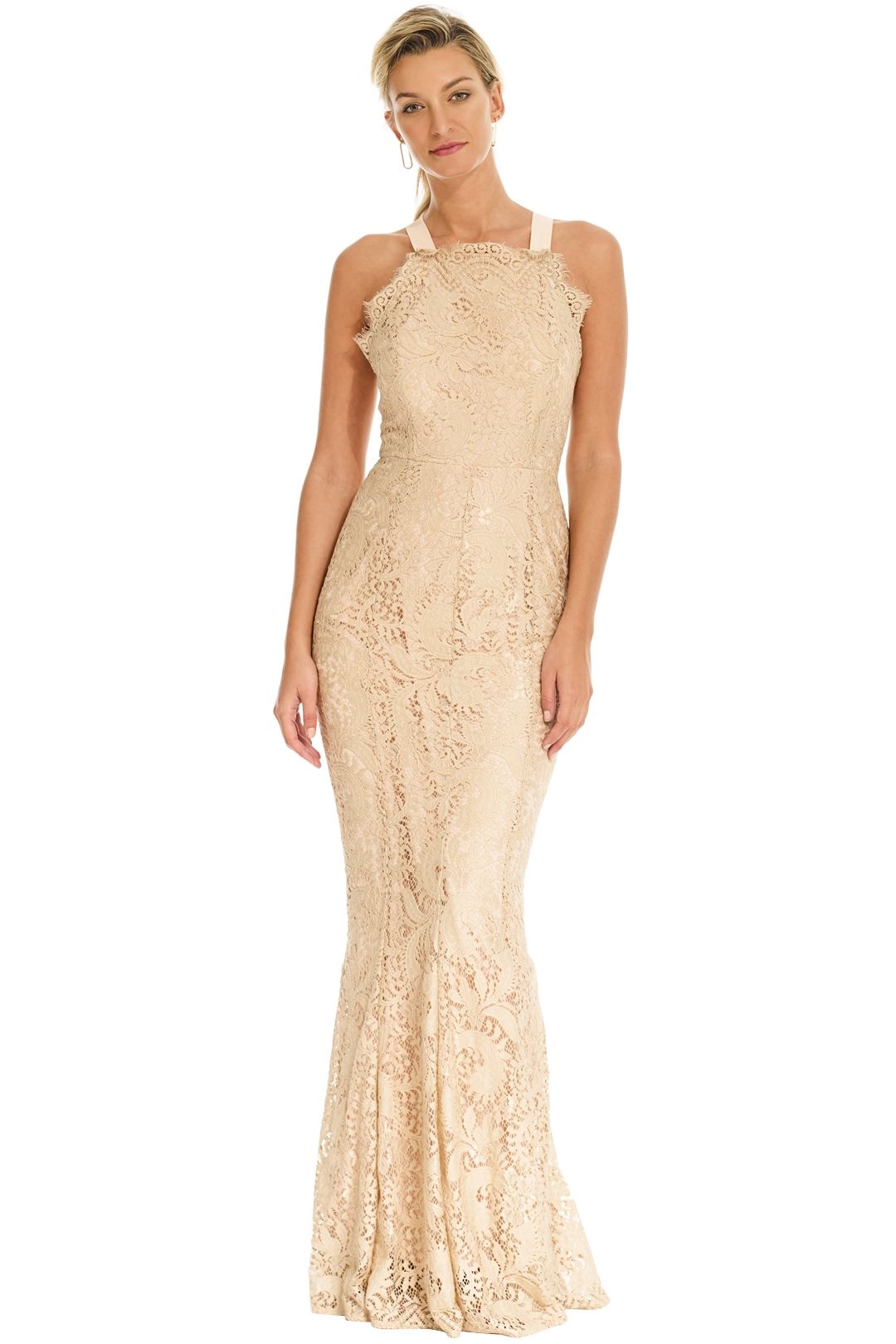 Grace and Hart - Mystic Lace Cross Back Gown - Nude - Front