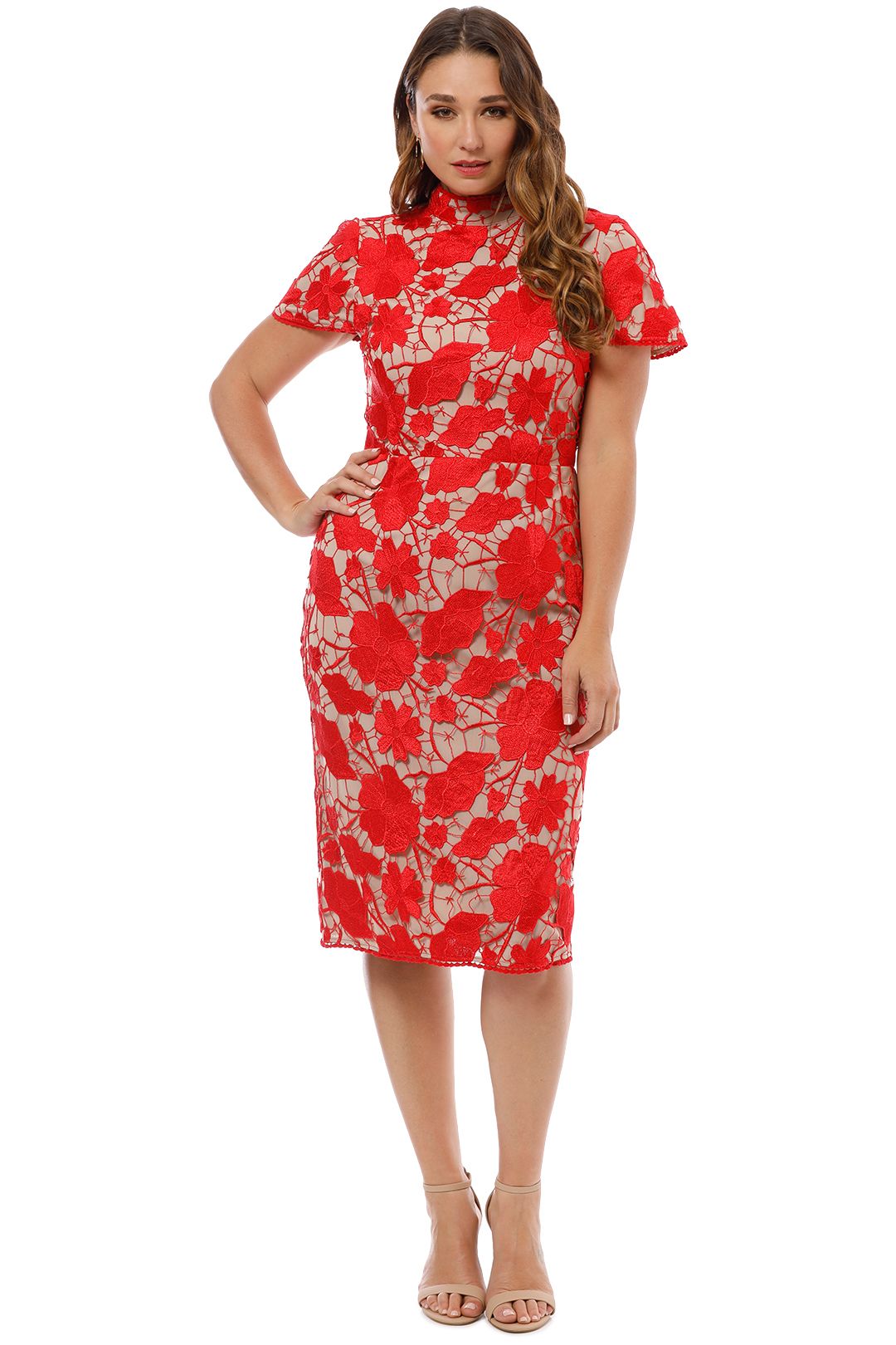 Grace and Hart - Primrose Midi Dress - Red - Front
