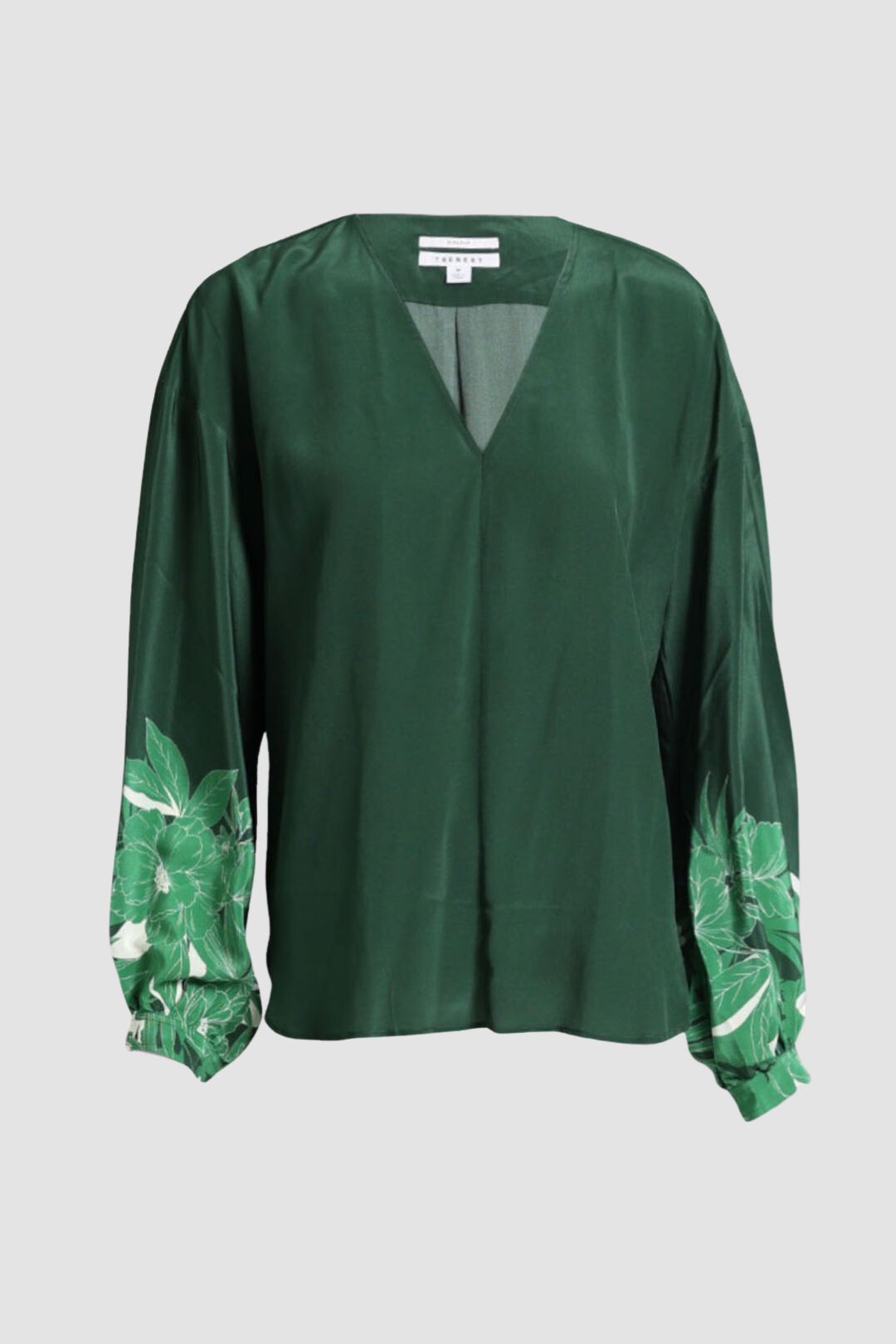 Trenery Green Floral Silk Blouse