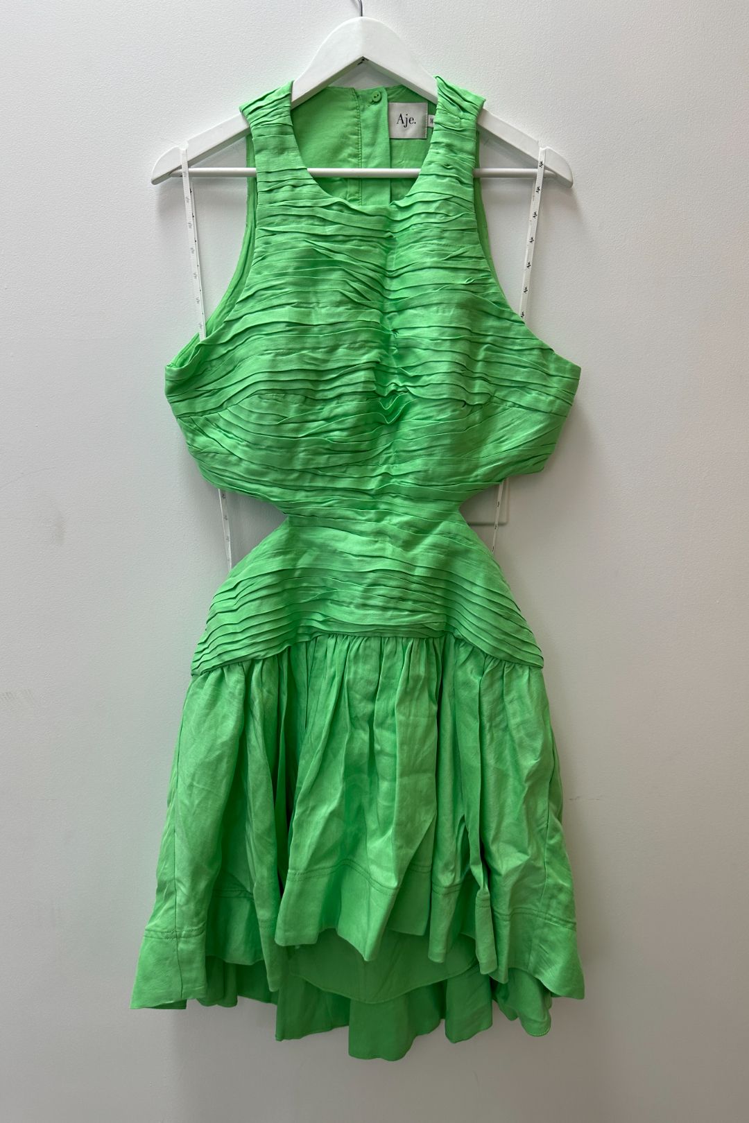 AJE Green Introspect Cut Out Mini Dress