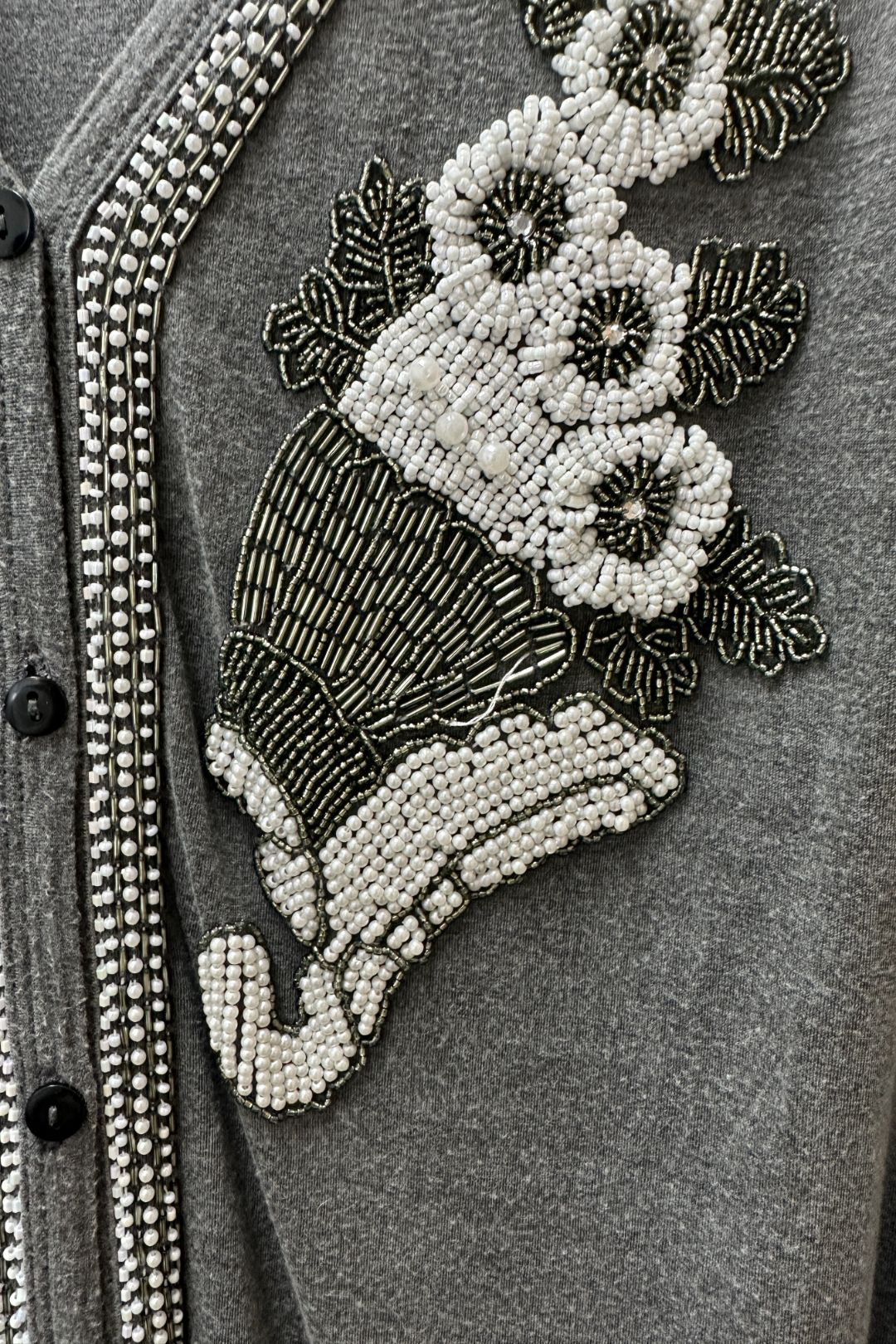 Alice McCall Grey V Neckline Beaded Cardigan