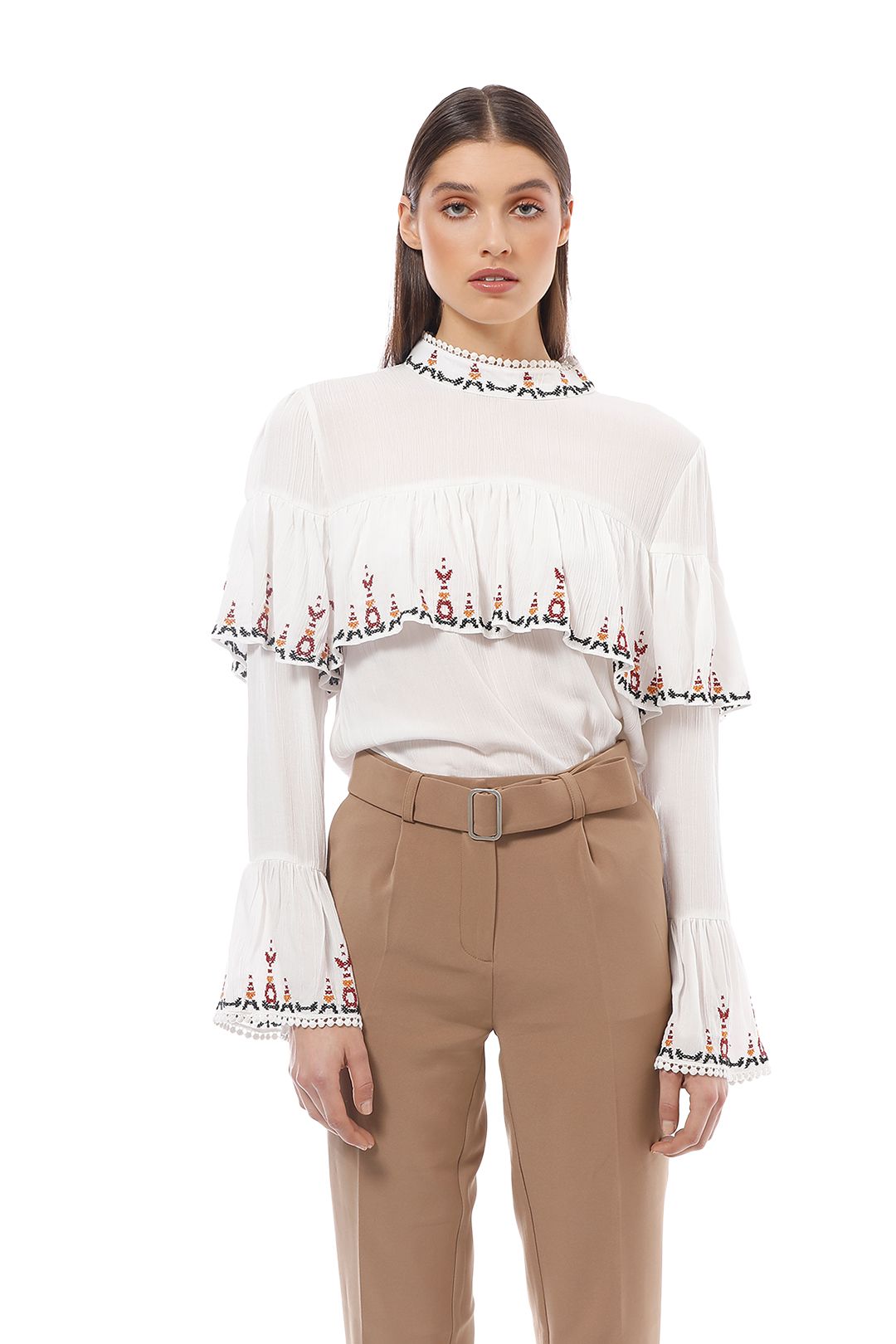 Gysette - Hana Embroidered Top - Ivory - Close Up