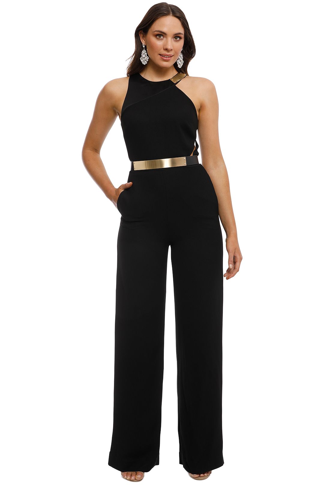 halston heritage asymmetrical jumpsuit