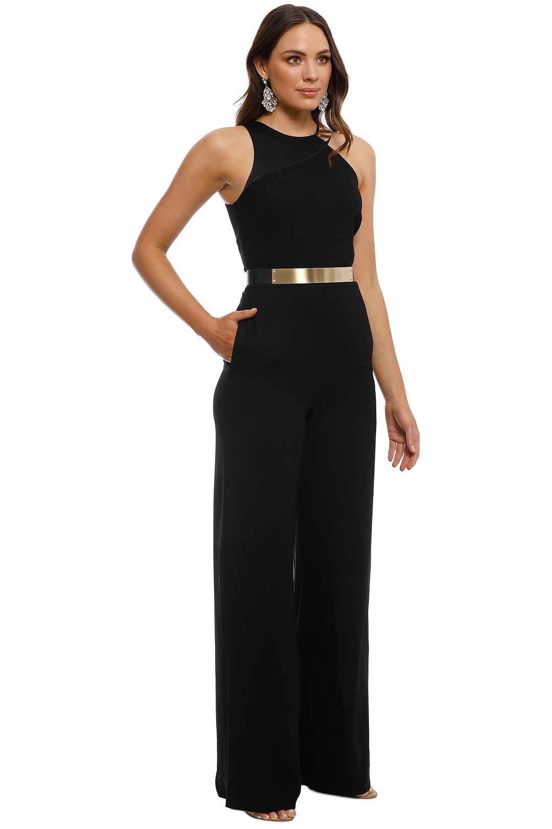 halston heritage asymmetrical jumpsuit