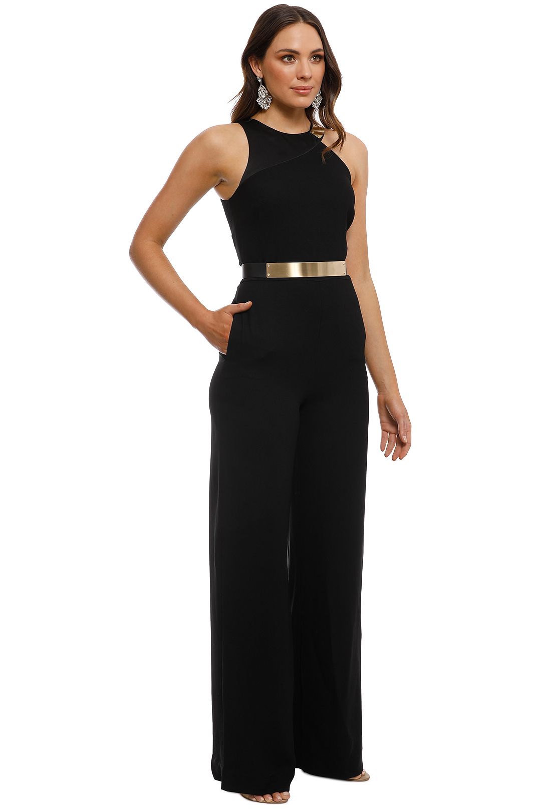 Asymmetrical Jumpsuit in Black by Halston Heritage for Hire