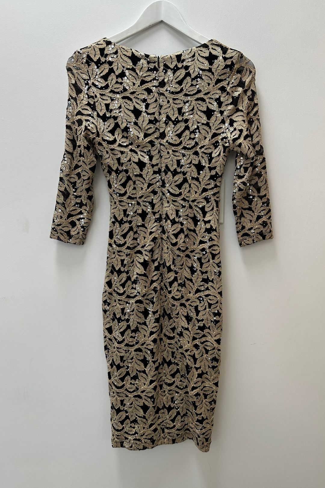Anthea Crawford Helena Gold Stretch Lace Dress
