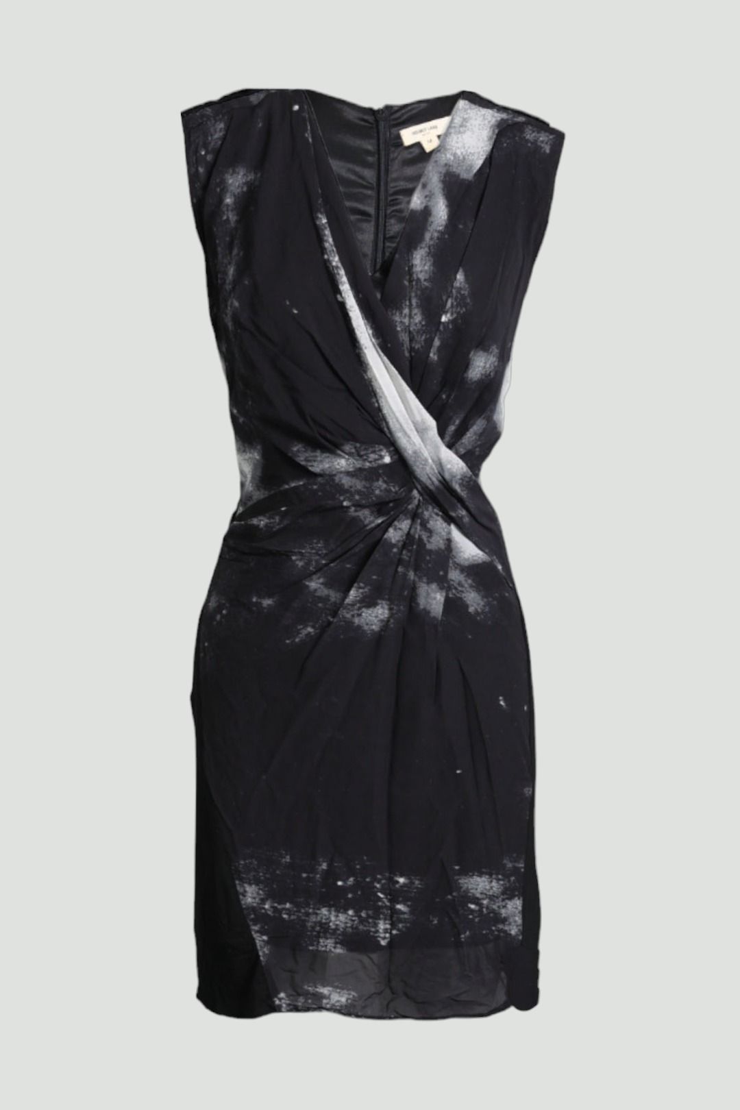 Helmut Lang - Marble Print Silk Chiffon Twist Front Dress