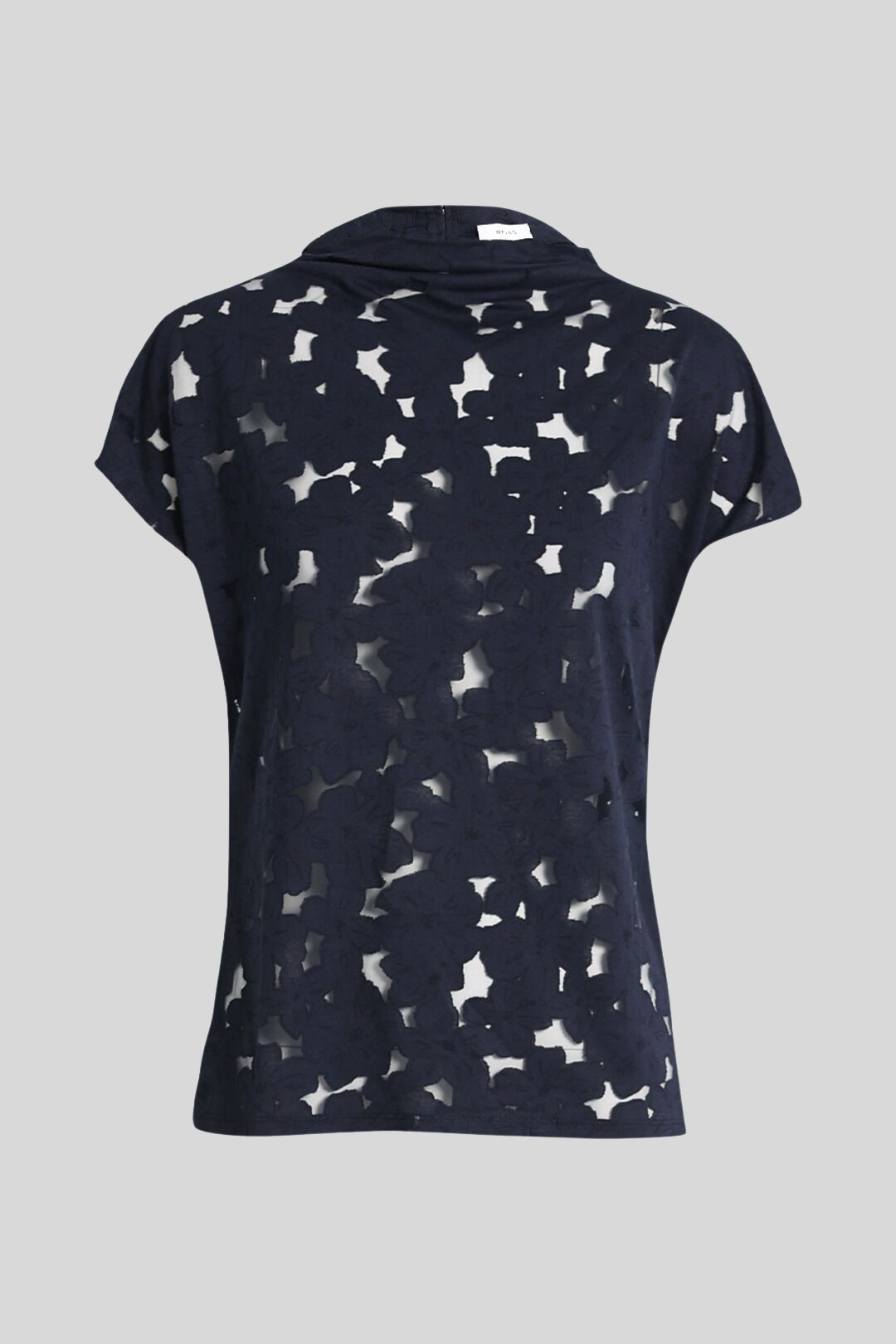 Reiss High Neck Burnout Top in Blue