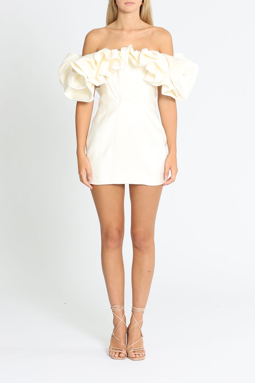 House of CB Selena Ruffled Mini Dress Ivory