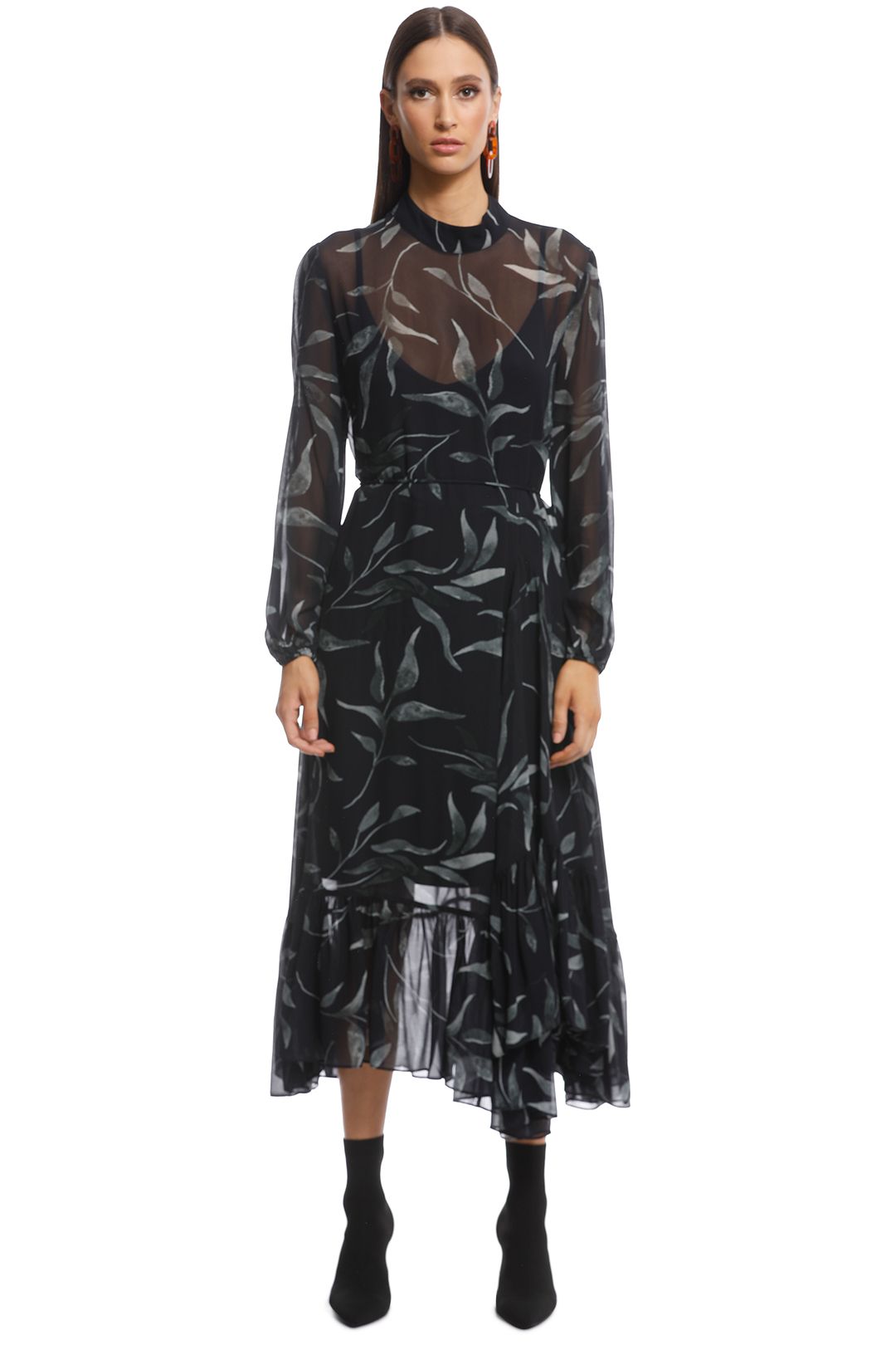 Husk - Joni Dress - Indigo leaves - Front 