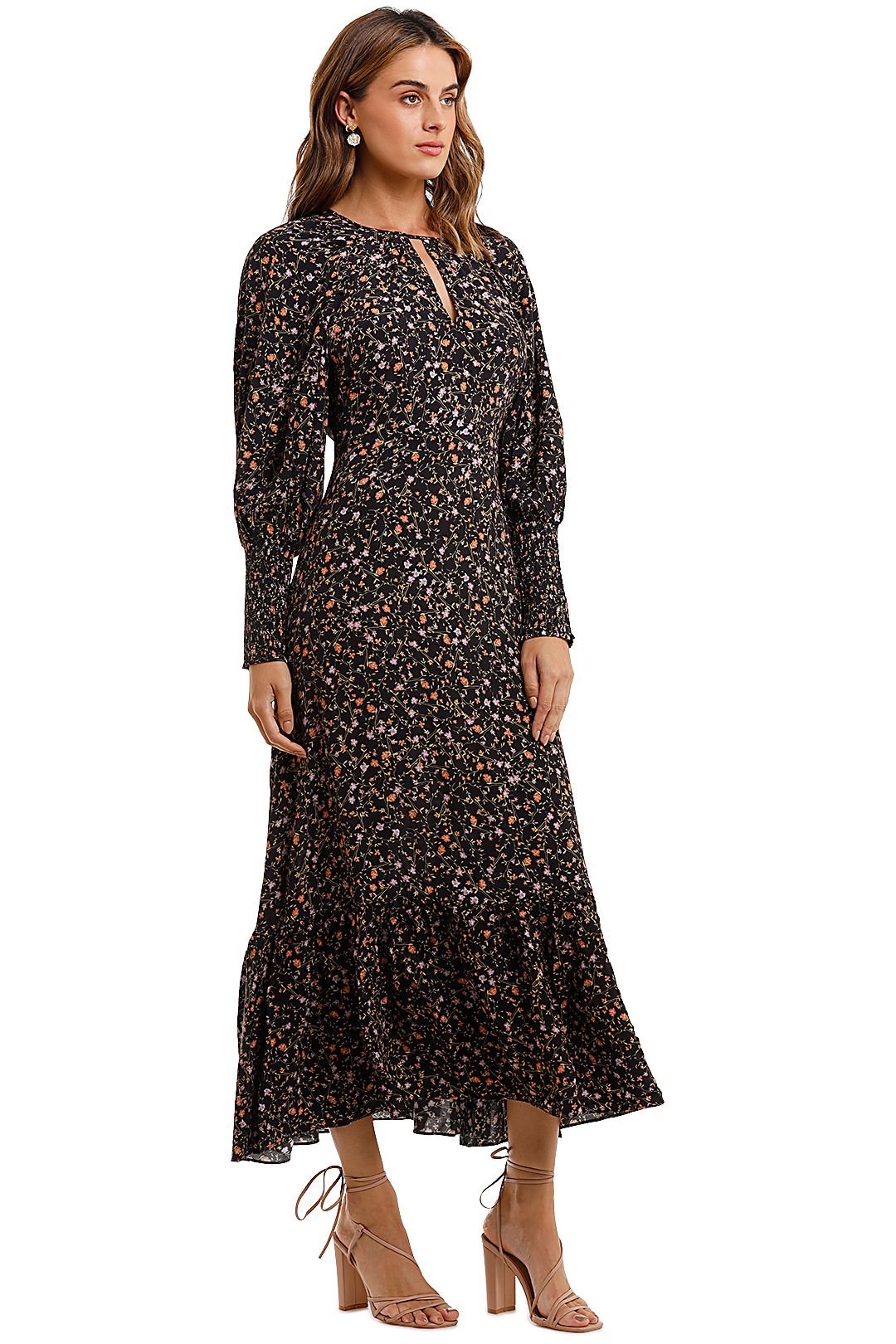 Husk Garland Dress Floral Print Midi