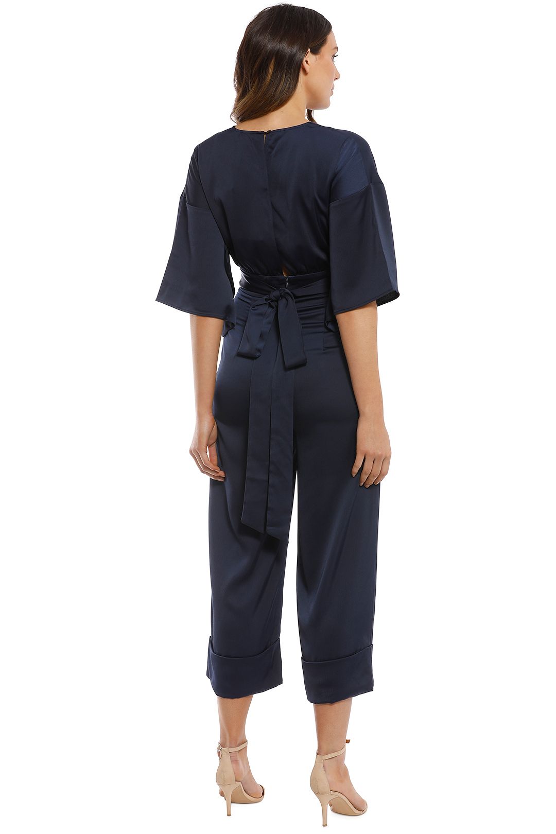 Iris and Ink - Sidney Satin Jumpsuit - Navy - Back