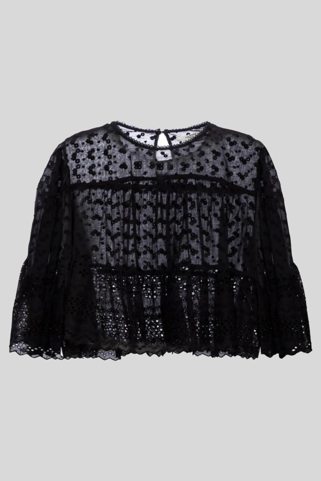 Isabel Marant Semi-sheer Broderie Anglaise Cropped Top In Black