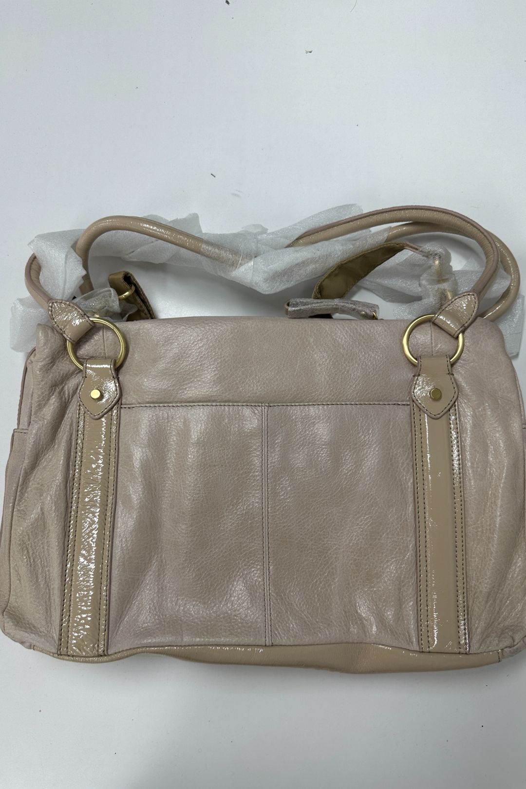 Ivory Leather Molten Worker Tote Bag