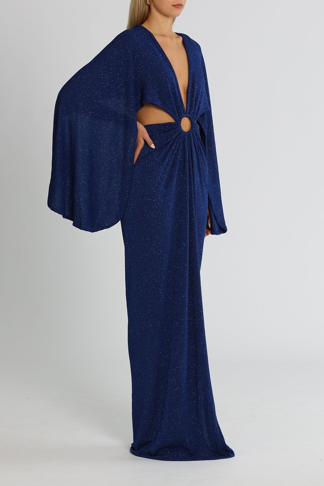J. Angelique Selena Gown Blue Sparkle Cutout