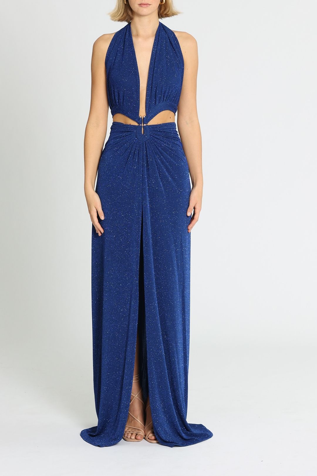 J. Angelique Tori Gown Blue Sparkle Plunge