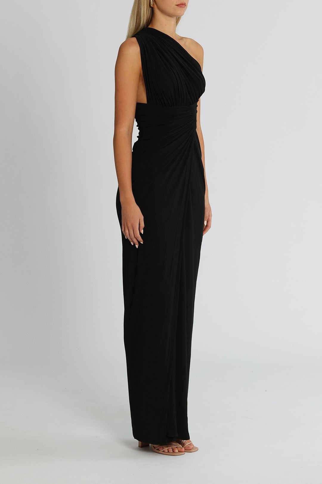 J. Angelique Valeria Gown Black One Shoulder