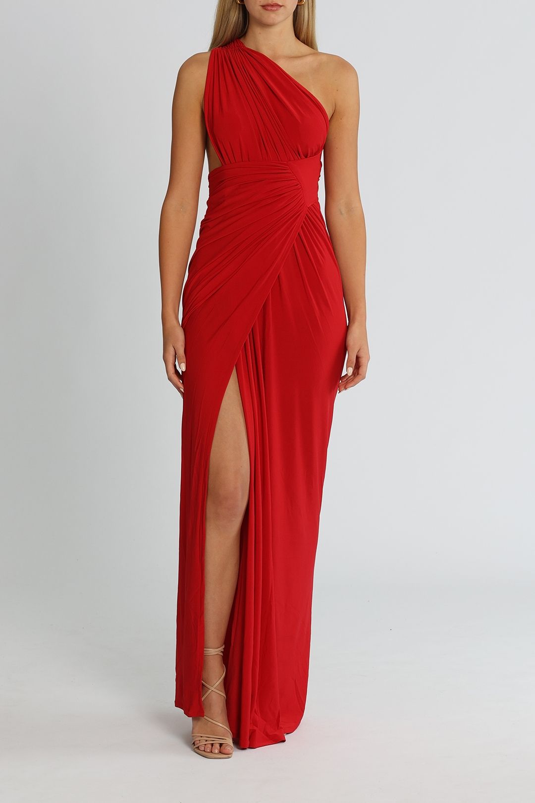 J. Angelique Valeria Gown Red One Shoulder