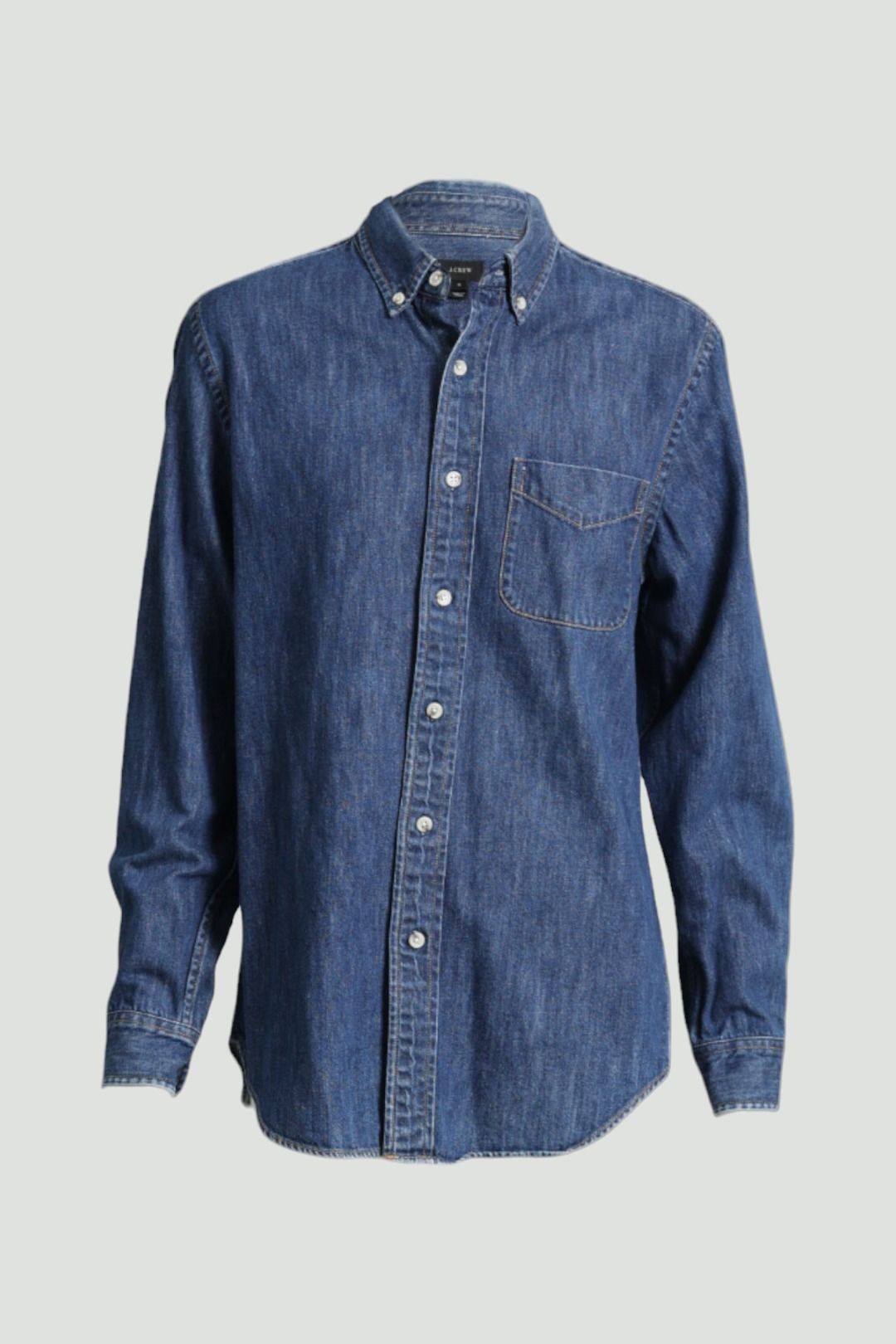 J.Crew - Long Sleeve Denim Shirt in Blue Mid Wash