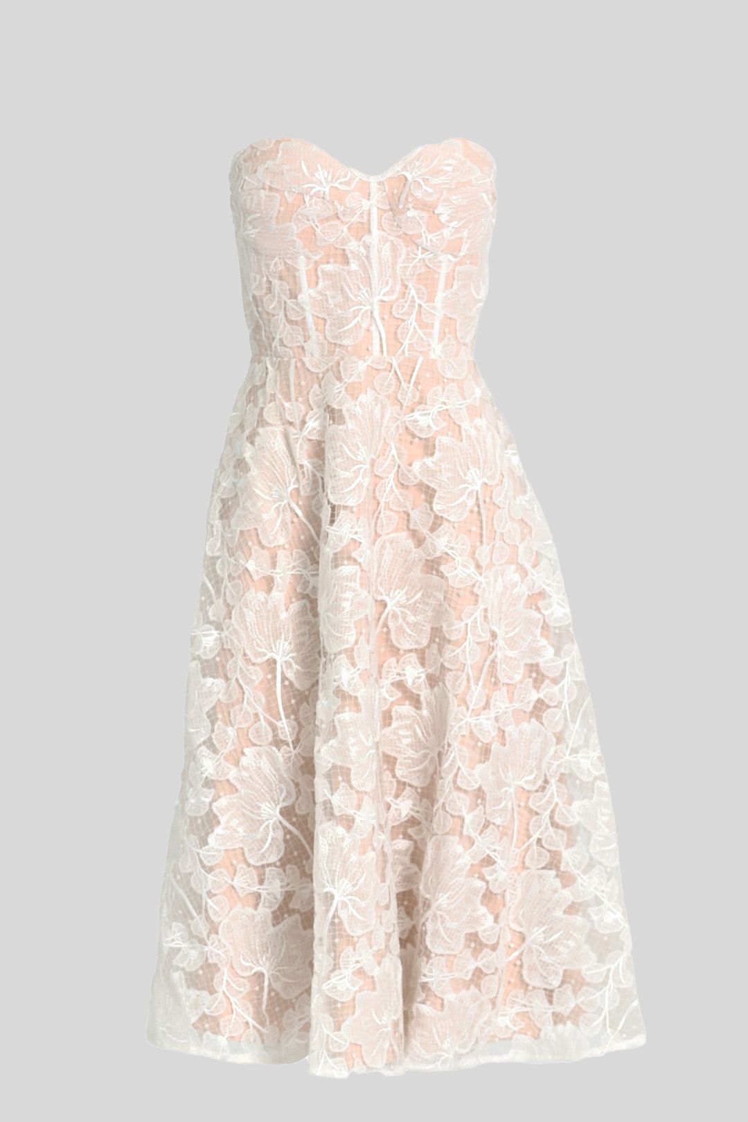 Jadore Strapless Lace Vera Dress in Ivory and Nude
