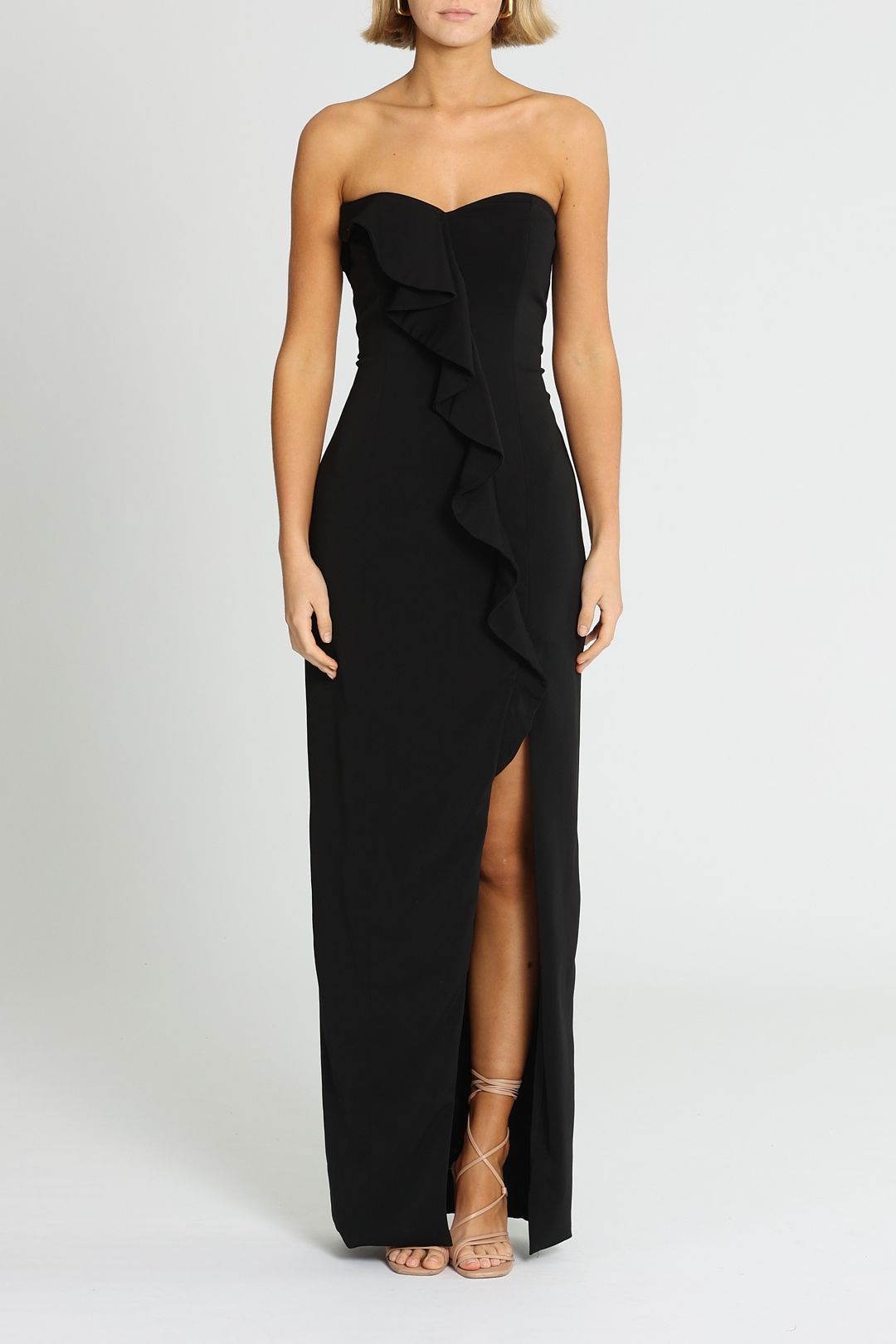 Strapless Split Evening Dress in Black by SKIVA for Hire