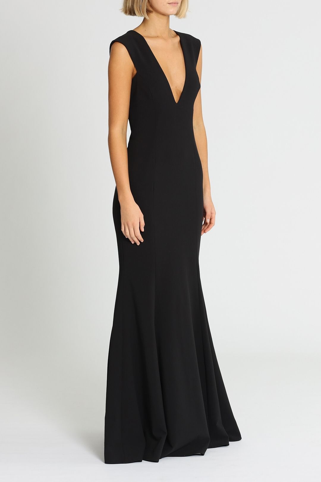 Jay Godfrey Victoria Light Gown Black Plunge