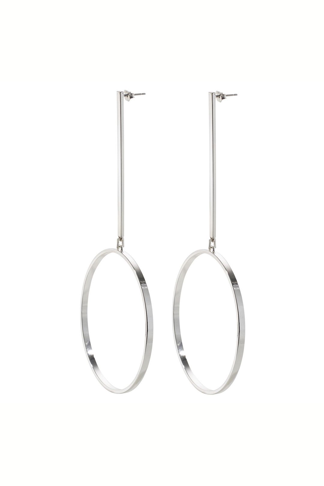 Jenny Bird - Large Edie Hoops - Silver - Front