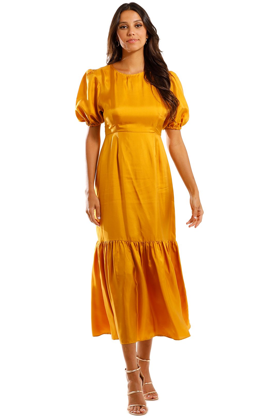Jillian Boustred Flora Silk Maxi Dress Yellow