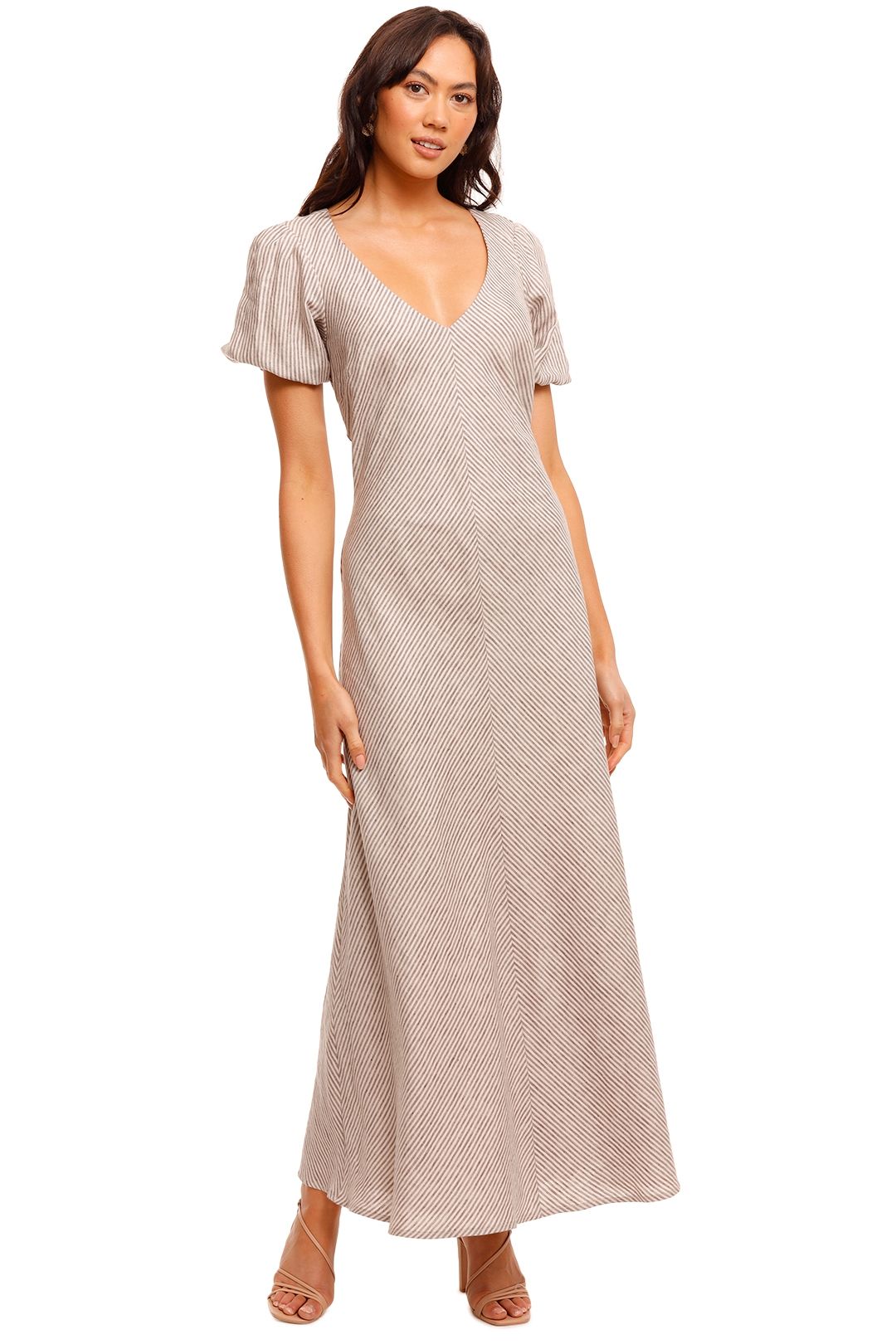 Jillian Boustred Phillipa Dress Brown Stripe maxi