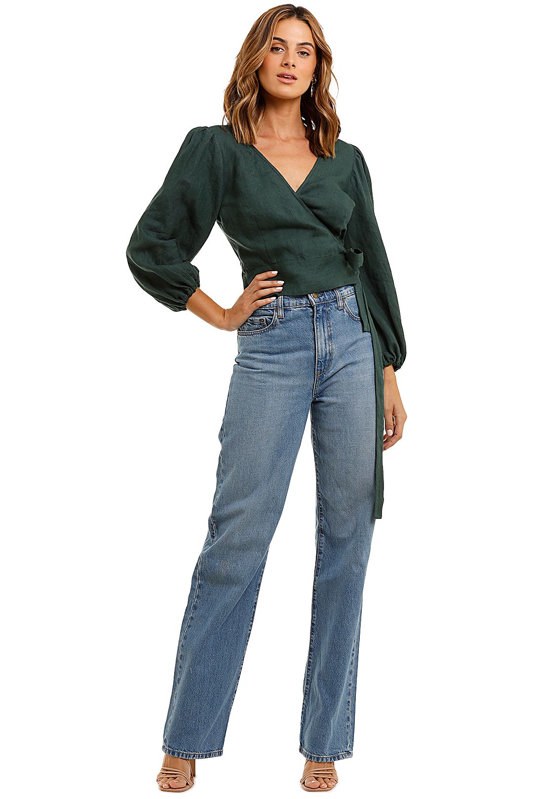 Jillian Boustred Pippie Wrap Top Dark Green