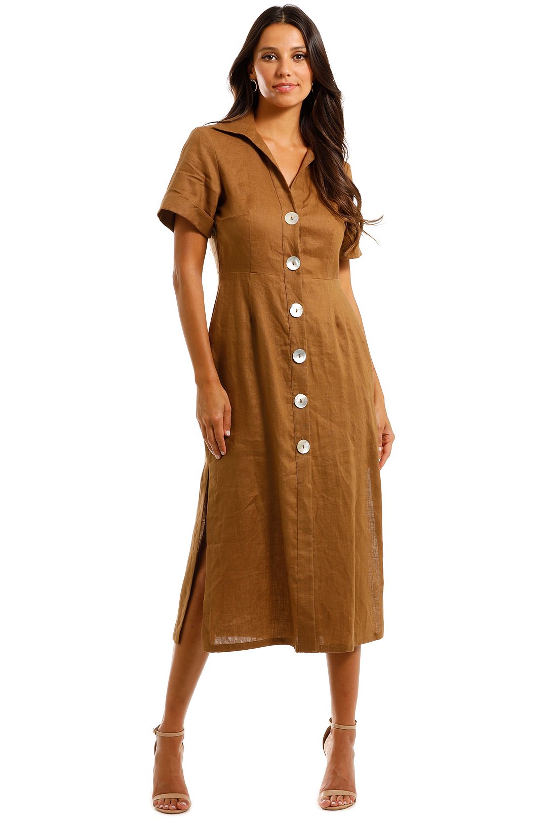 Jillian Boustred Safari Dress Coffee Midi Summer Dress