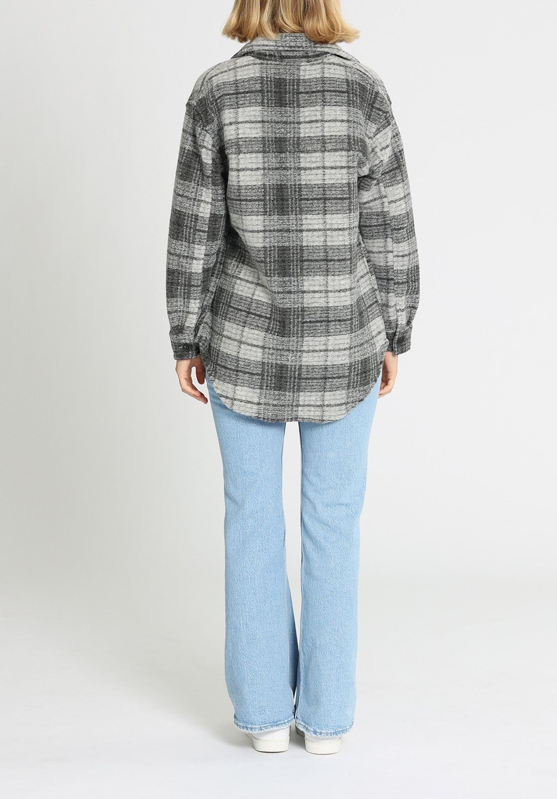 Joie Grey Check Shacket Curved Hem