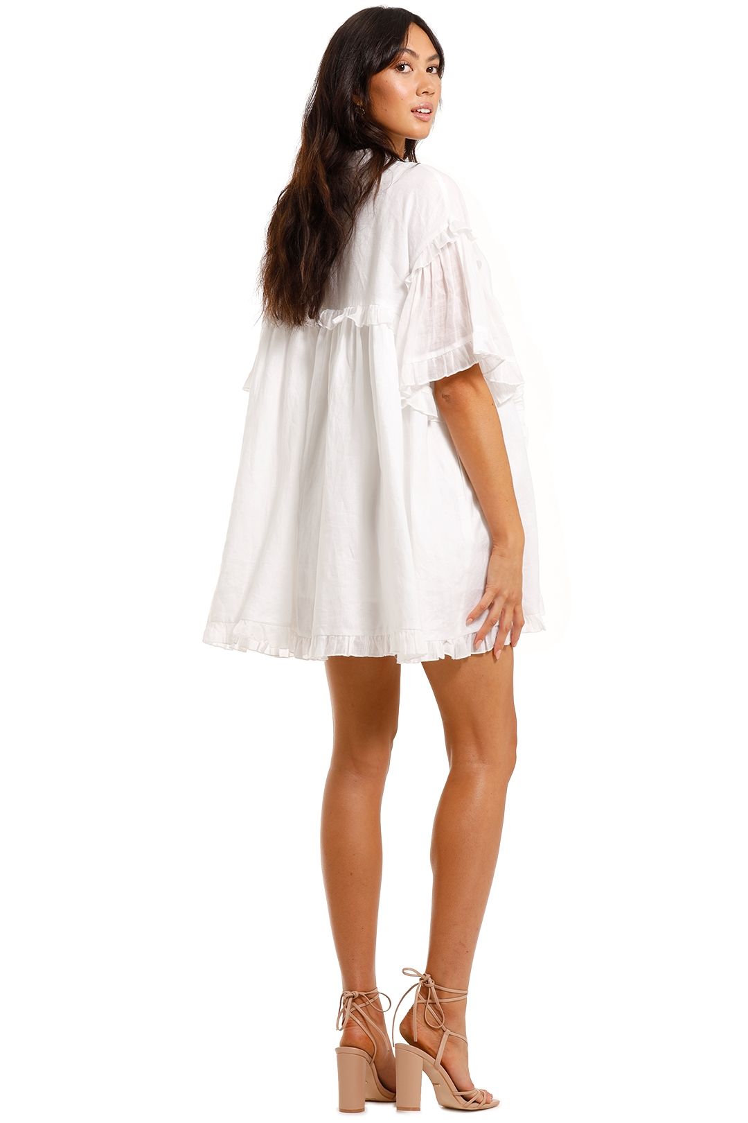 Joslin Alice Ramie Mini Shirt Dress white