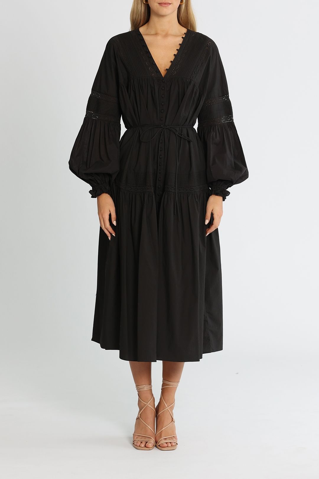 Joslin Marlo Organic Cotton Midi Smock Dress Black