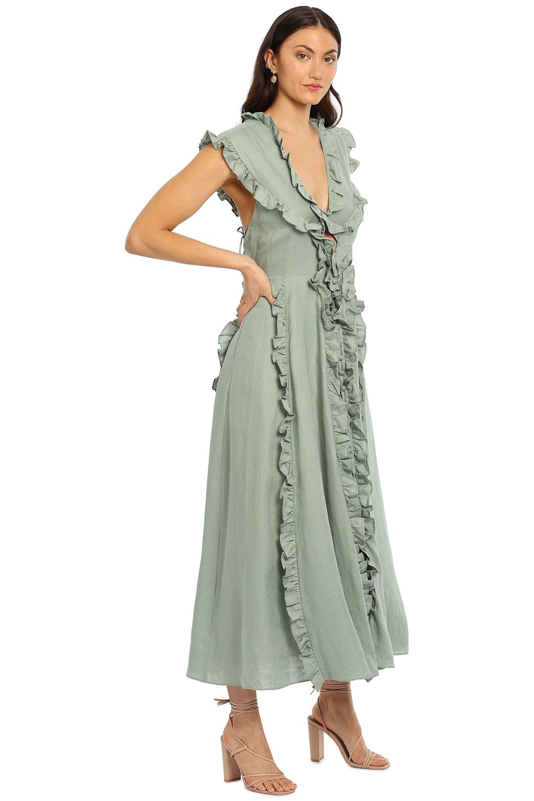 Joslin Tamara Linen Midi Dress ruffle