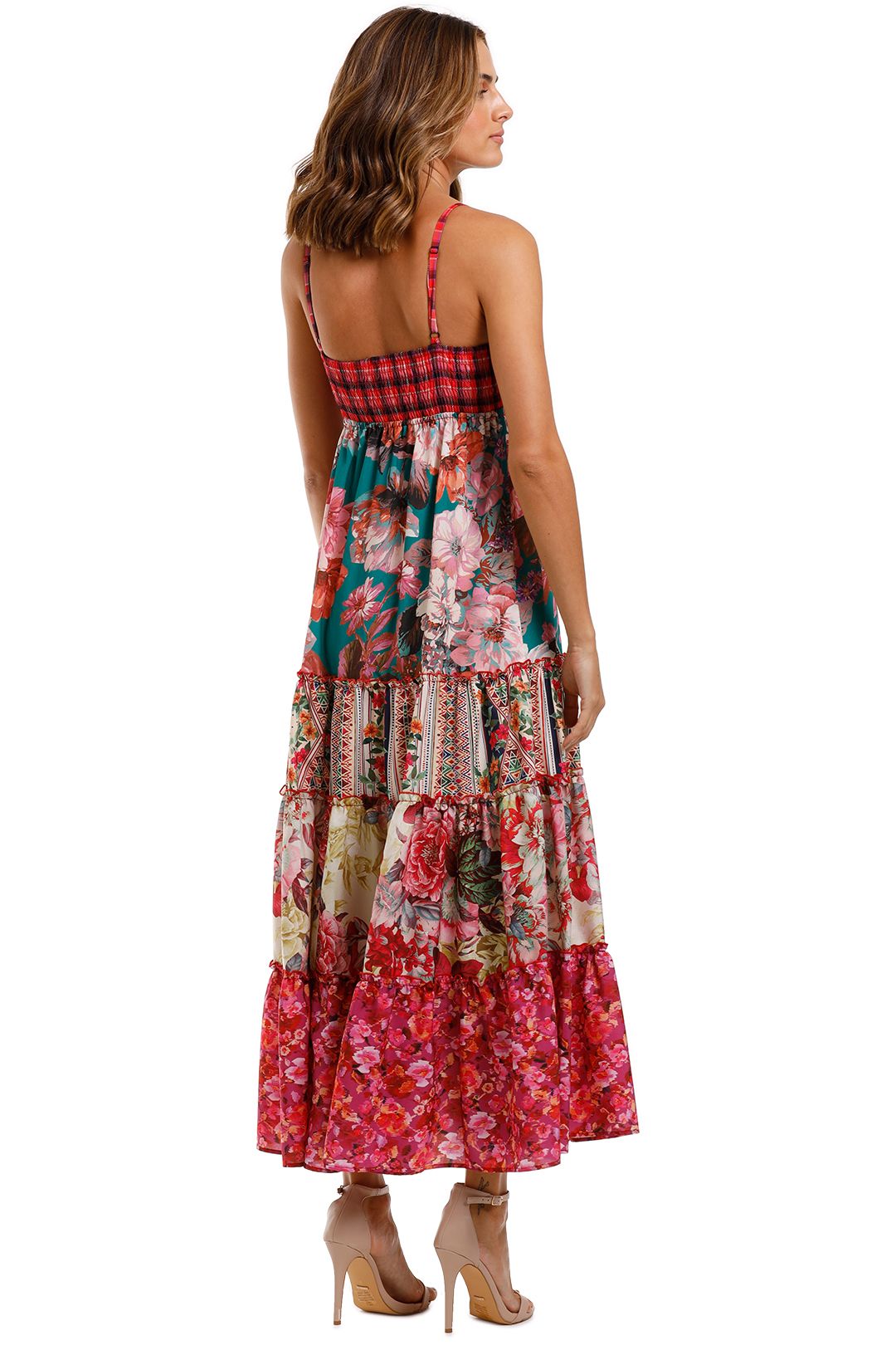 Kachel Lexi Mixed Print Tiered Maxi Dress Floral