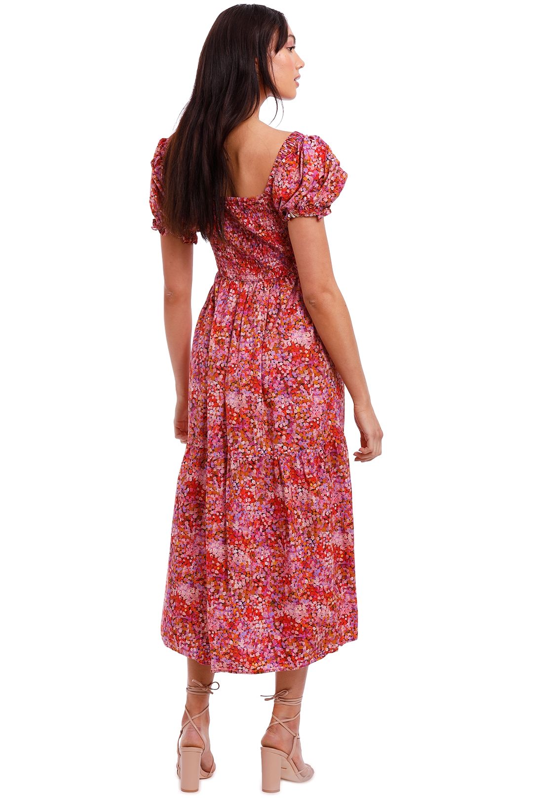 Tilly Shirred Cotton Midi Dress by Kachel for Hire | GlamCorner