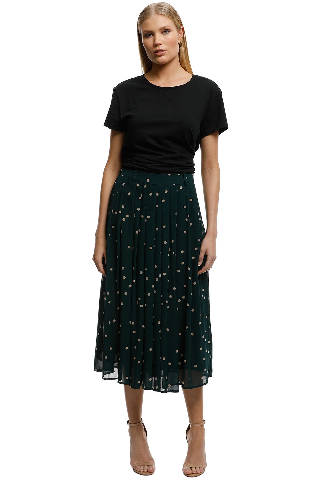 Kate-Sylvester-Dotty-Skirt-Forest-Green-Front