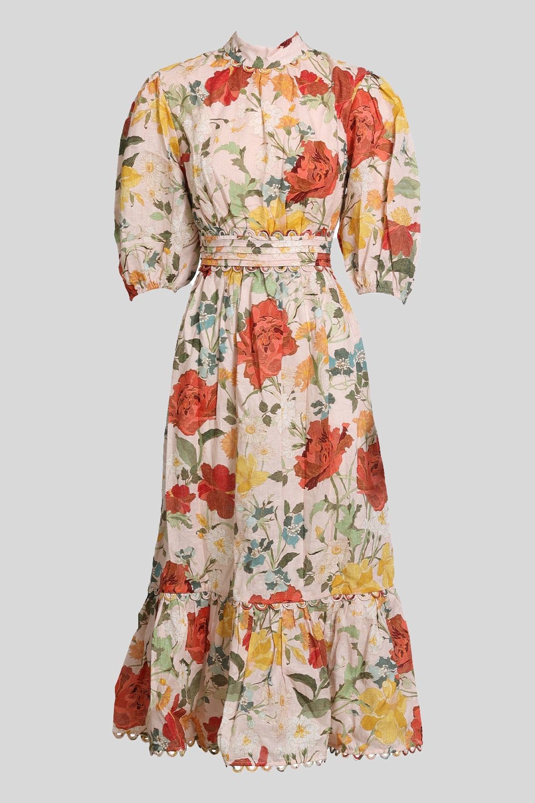 Kate Ford - Dahlia Eyelet Floral Print Midi Gown