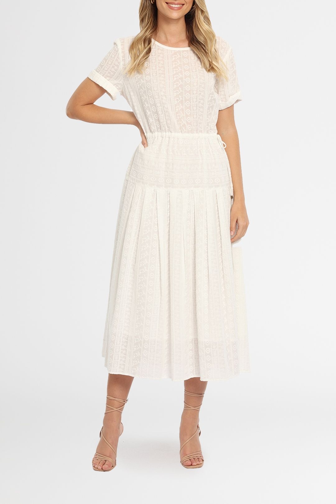 Kate Sylvester Broderie Midi Dress in White