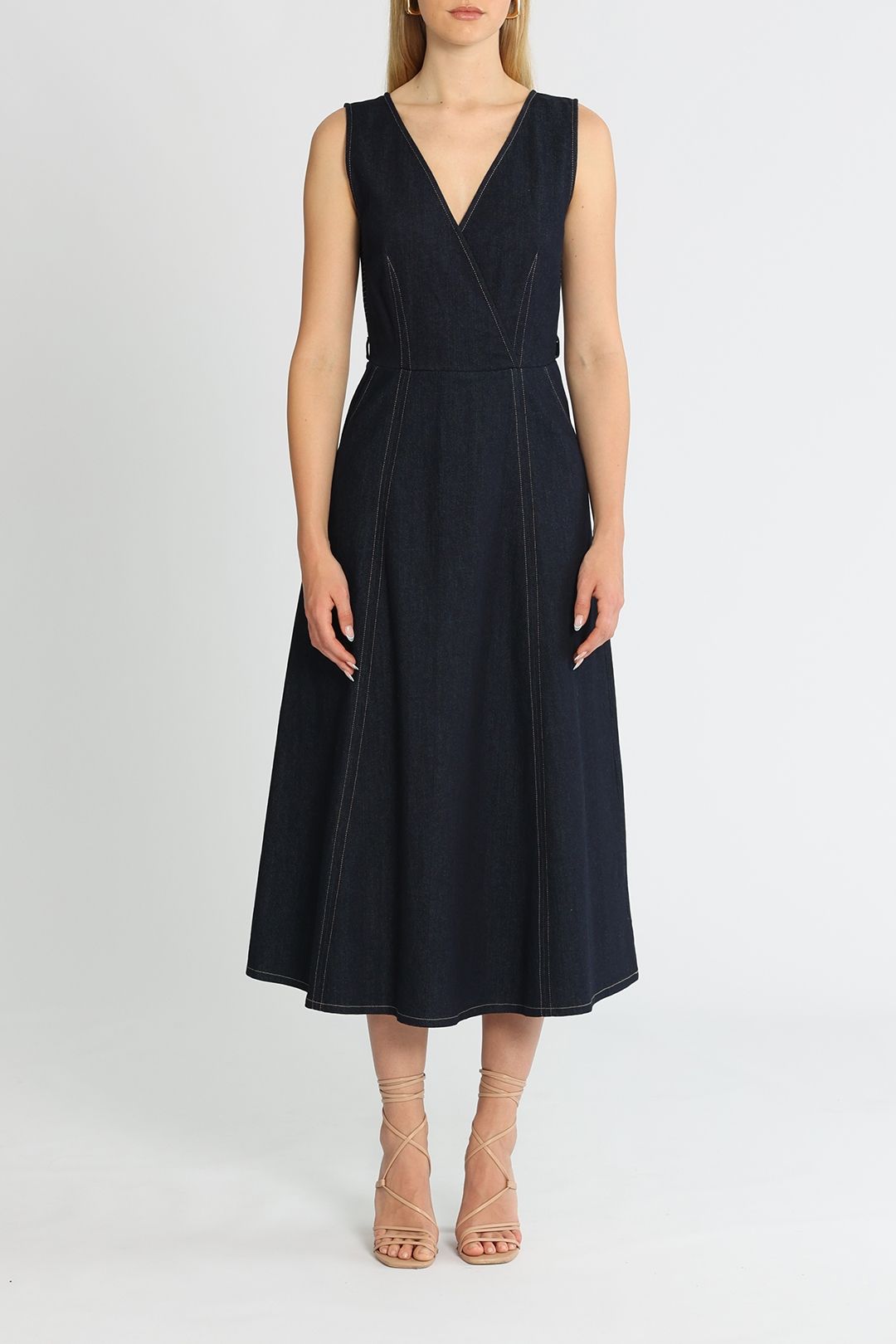 Kate Sylvester Denim Midi Dress Sleeveless
