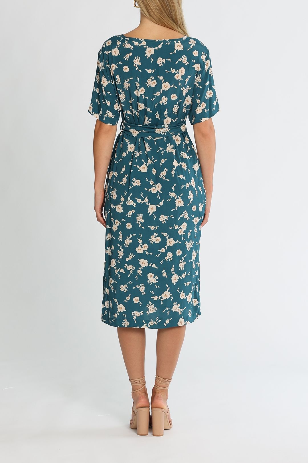 Kate Sylvester Lydia Short Sleeve Shift Dress Blue Midi