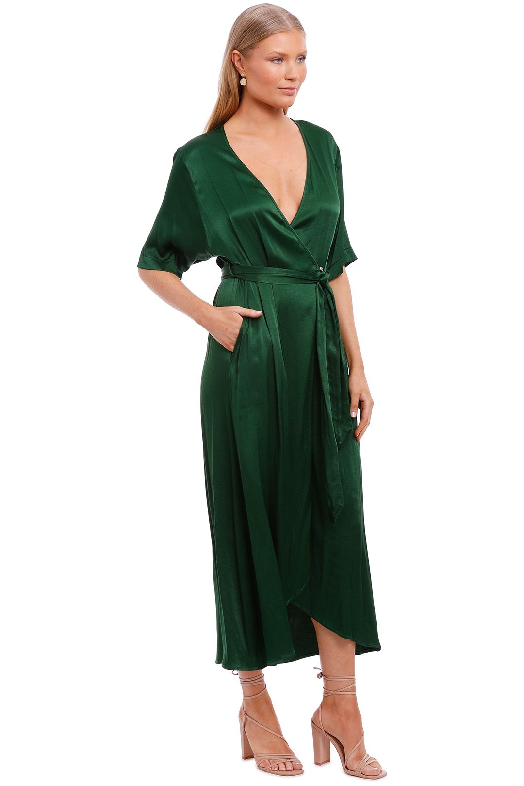 Kate Sylvester Zelda Midi Dress Emerald wrap