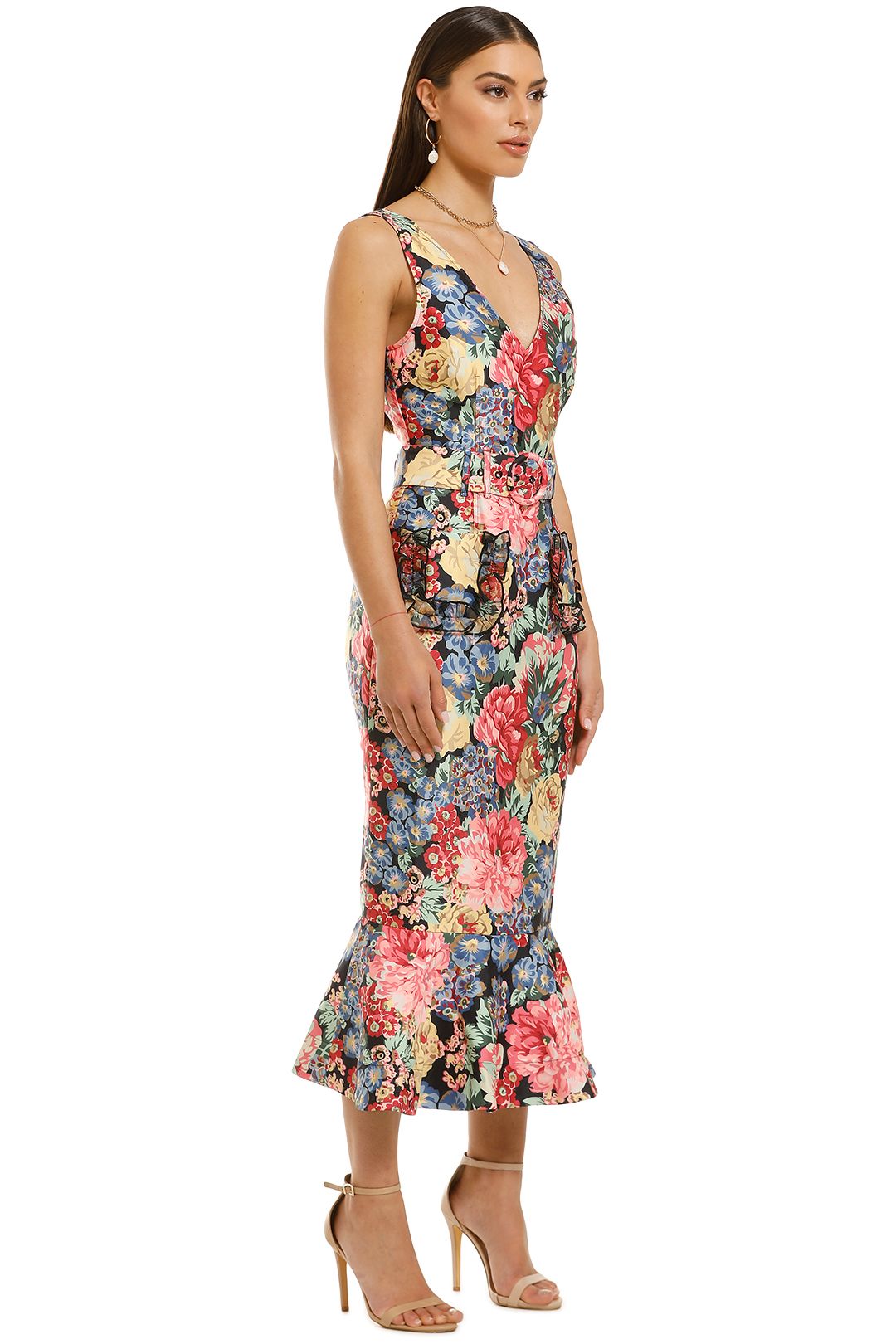 Robe Keepsake The Label Radar Floral - Sans Bretelles - Taille S - Couleur Pivoine