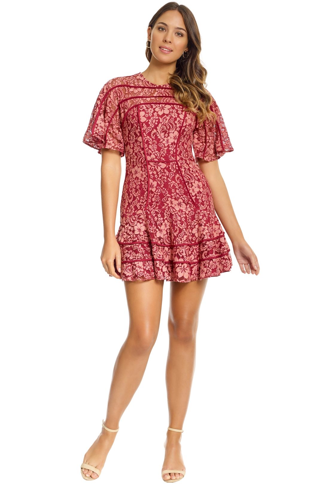 Keepsake the Label - Dreamers Lace Mini Dress - Rosewood - Front