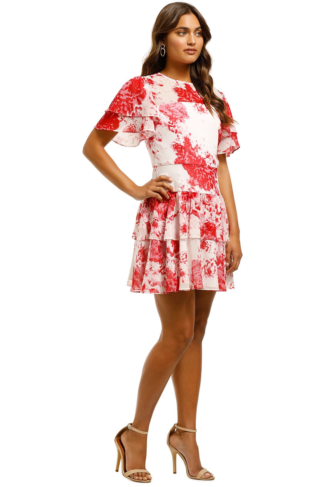 Keepsake The Label - Enchanted Mini Dress - Red Floral - Side