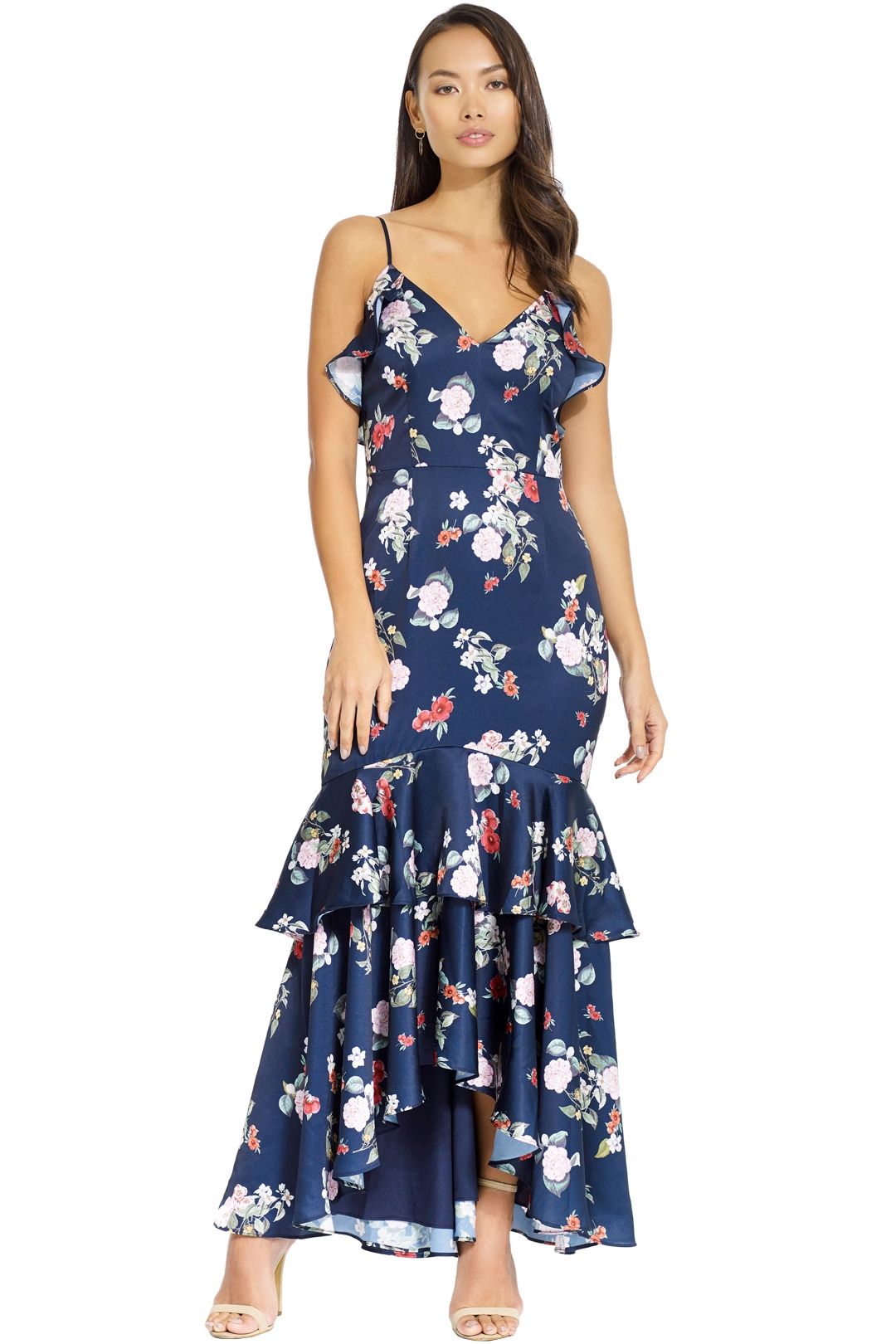 navy floral gown